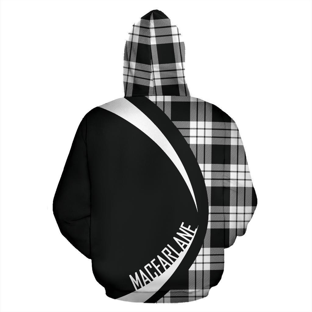 MacFarlane Black _ White Crest Tartan Zipper Hoodie - Circle Style