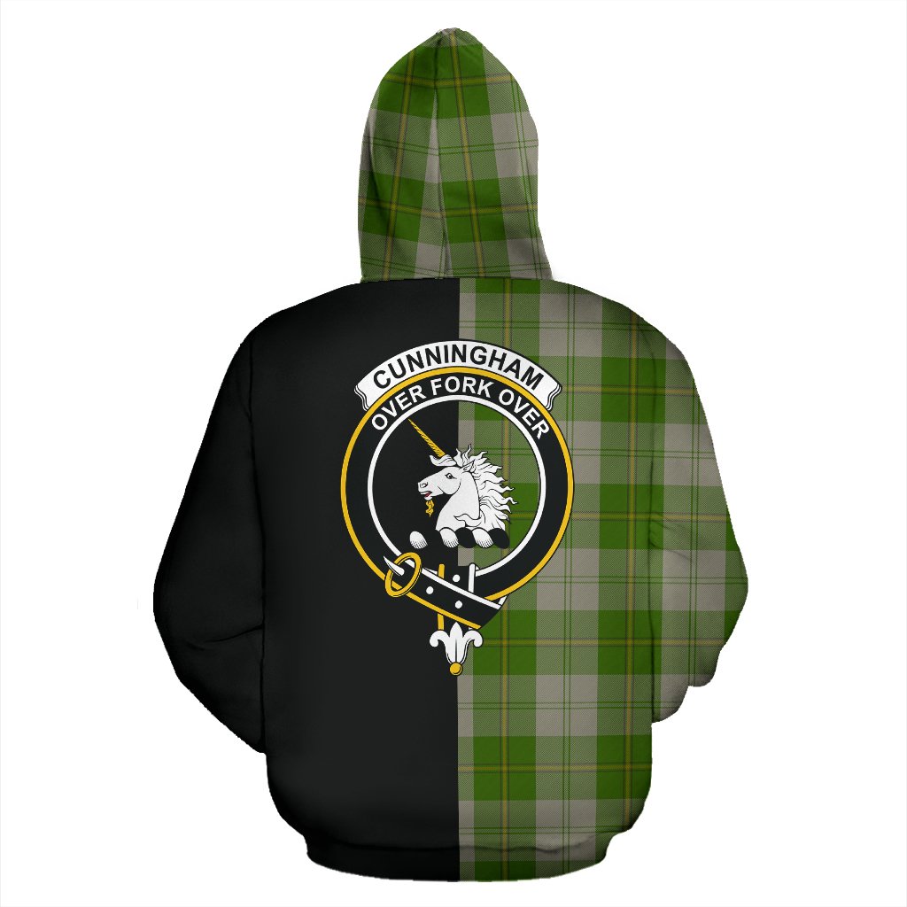 Cunningham Dress Green Dancers Tartan Crest Zipper Hoodie - Half Of Me Style