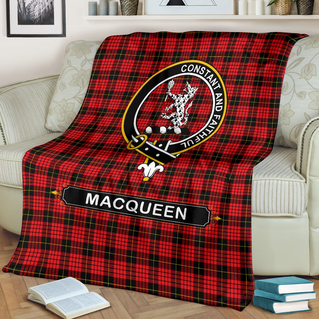 MacQueen Family Tartan Crest Blanket - 3 Sizes