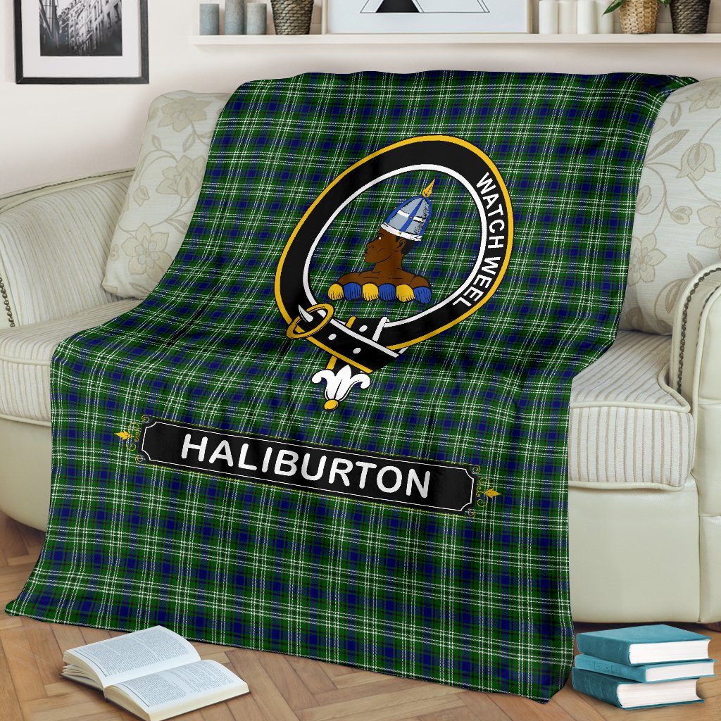 Haliburton Family Tartan Crest Blanket - 3 Sizes