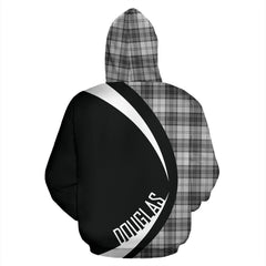 Douglas Grey Modern Tartan Crest Zipper Hoodie - Circle Style