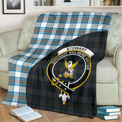 Stewart Muted Blue Tartan Crest Blanket - 3 Sizes