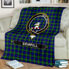 Sempill (or Semple) Family Tartan Crest Blanket - 3 Sizes