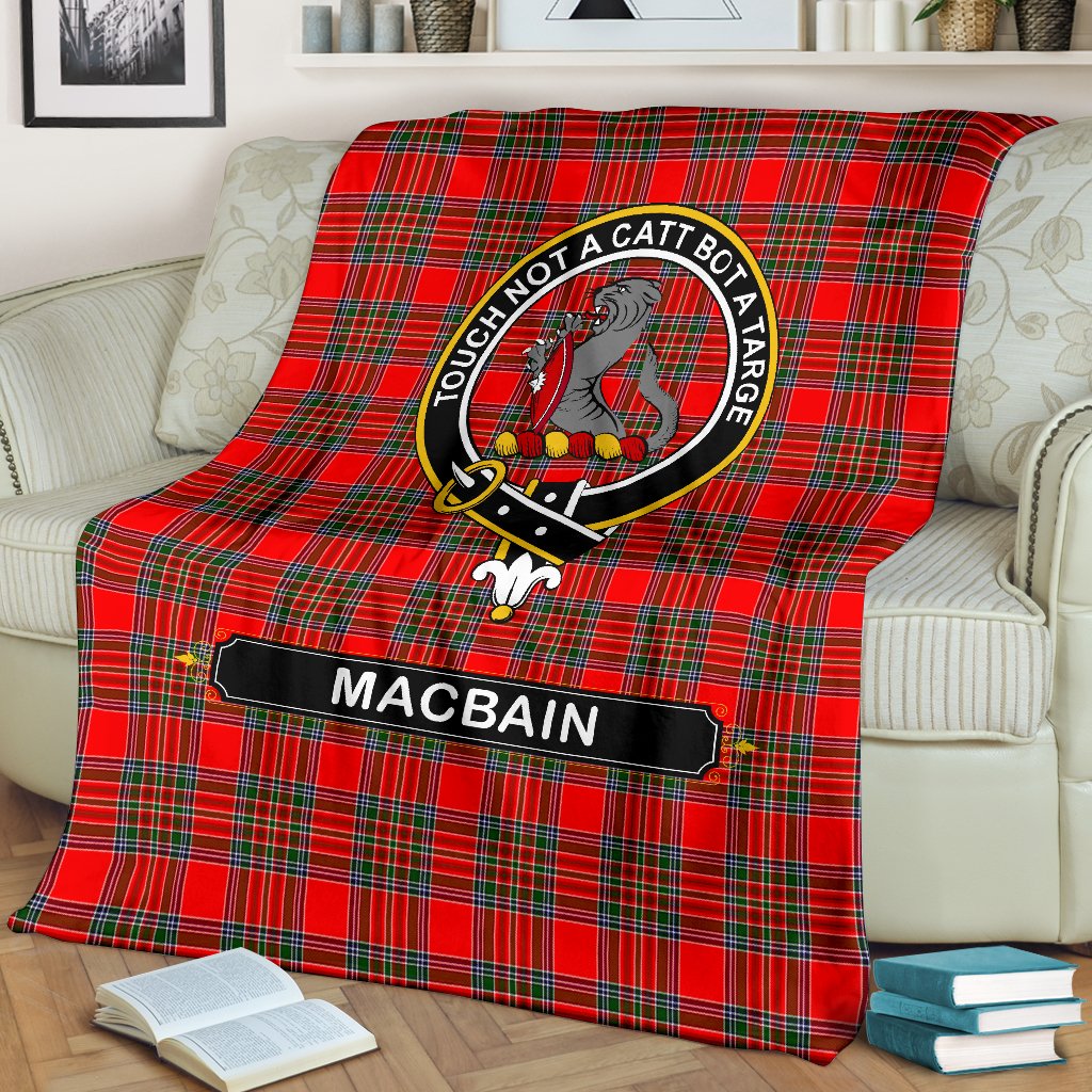 MacBain Family Tartan Crest Blanket - 3 Sizes