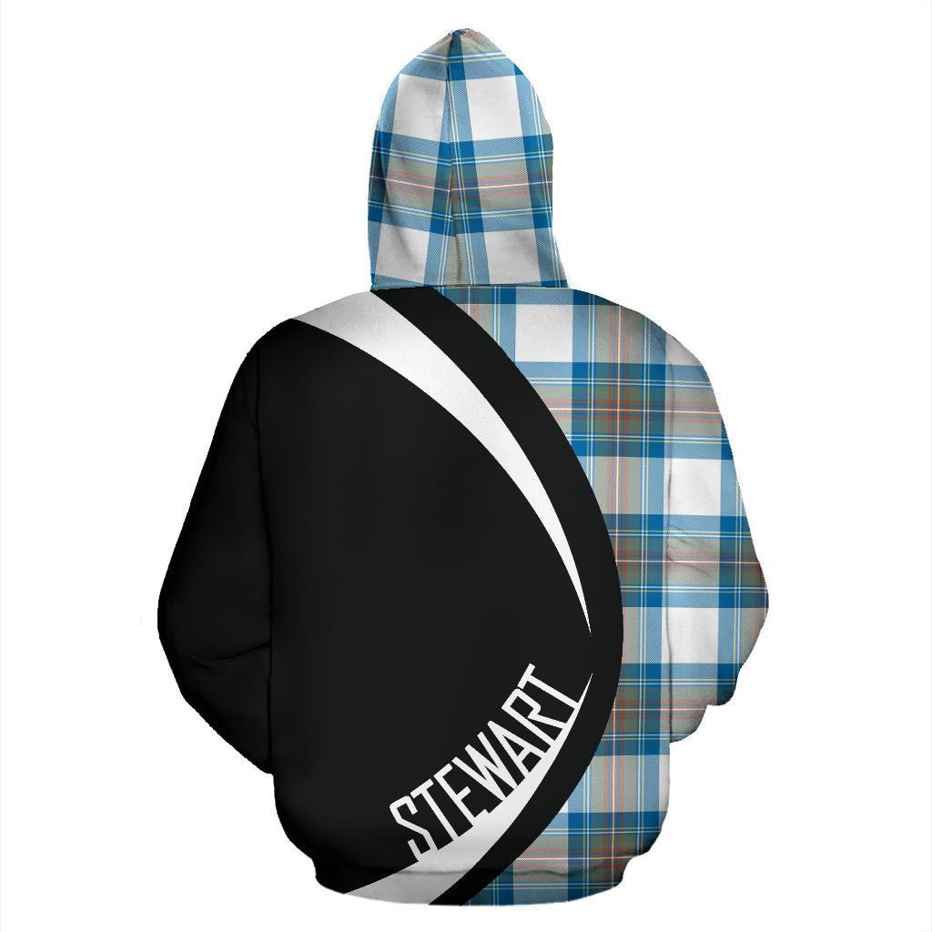 Stewart Muted Blue Tartan Crest Zipper Hoodie - Circle Style