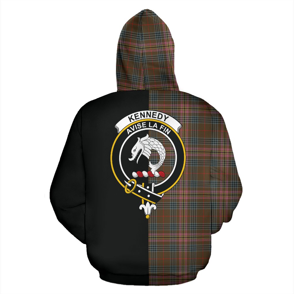 Kennedy Weathered Tartan Crest Zipper Hoodie - Half Of Me Style