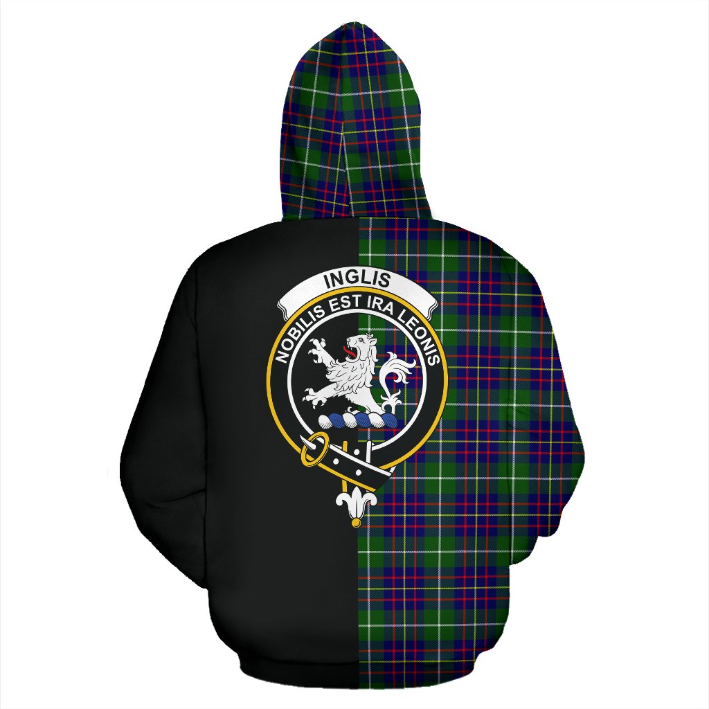 Inglis Modern Tartan Crest Zipper Hoodie - Half Of Me Style