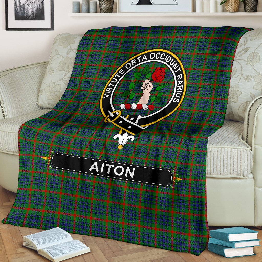 Aiton Family Tartan Crest Blanket - 3 Sizes