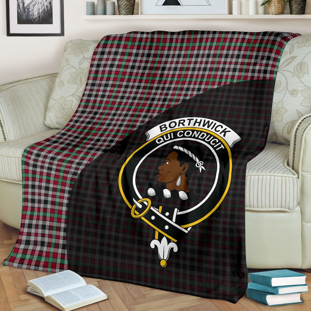 Borthwick Ancient Tartan Crest Blanket Wave Style