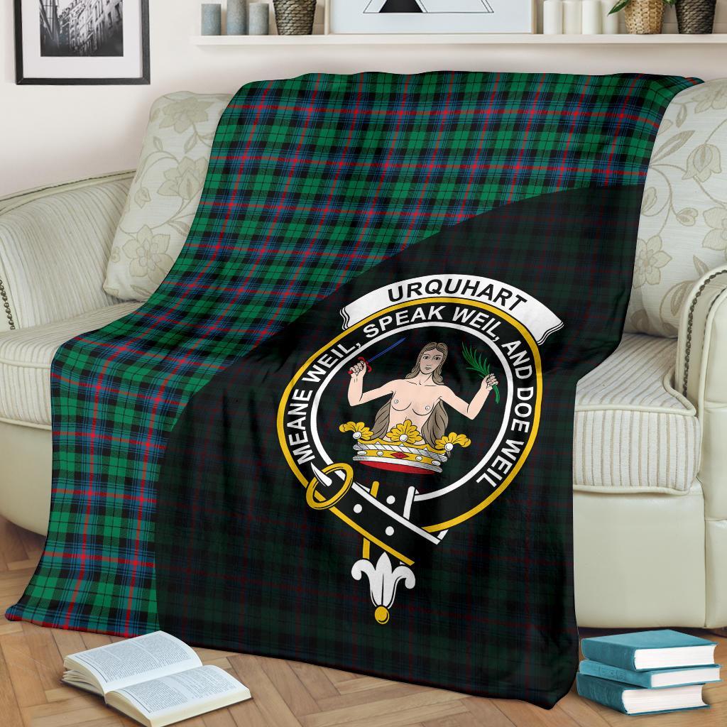 Urquhart Broad Red Ancient Tartan Crest Blanket Wave Style