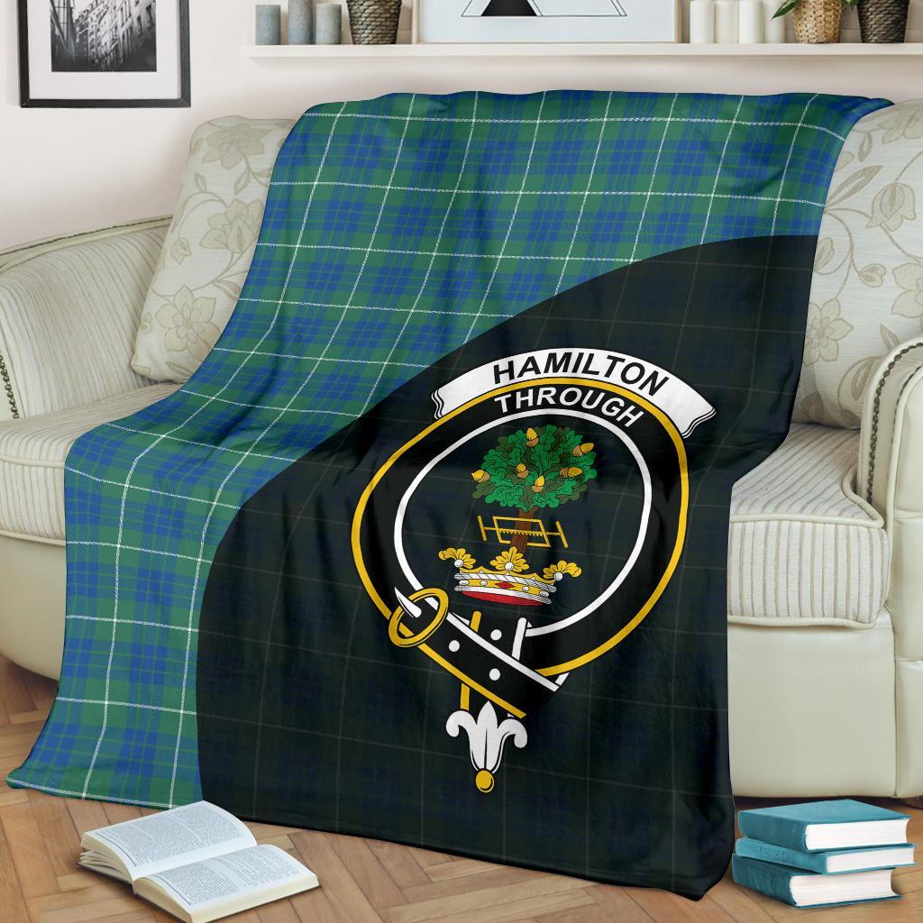 Hamilton Hunting Ancient Tartan Crest Blanket Wave Style