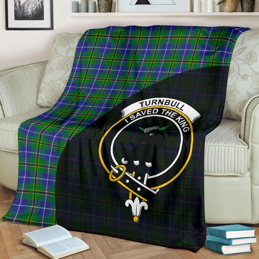 Turnbull Hunting Tartan Crest Blanket Wave Style