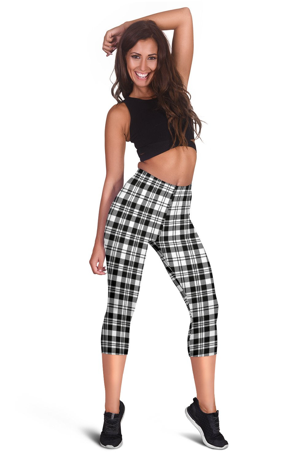 Scott Black & White Modern Tartan Capris Leggings