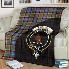 Stirling & Bannockburn District Tartan Crest Blanket Wave Style