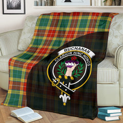 Buchanan Old Sett Tartan Crest Blanket Wave Style