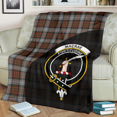 MacRae Hunting Weathered Tartan Crest Blanket Wave Style