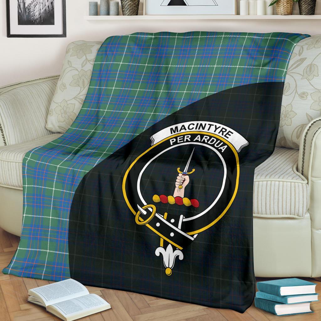 MacIntyre Hunting Ancient Tartan Crest Blanket Wave Style