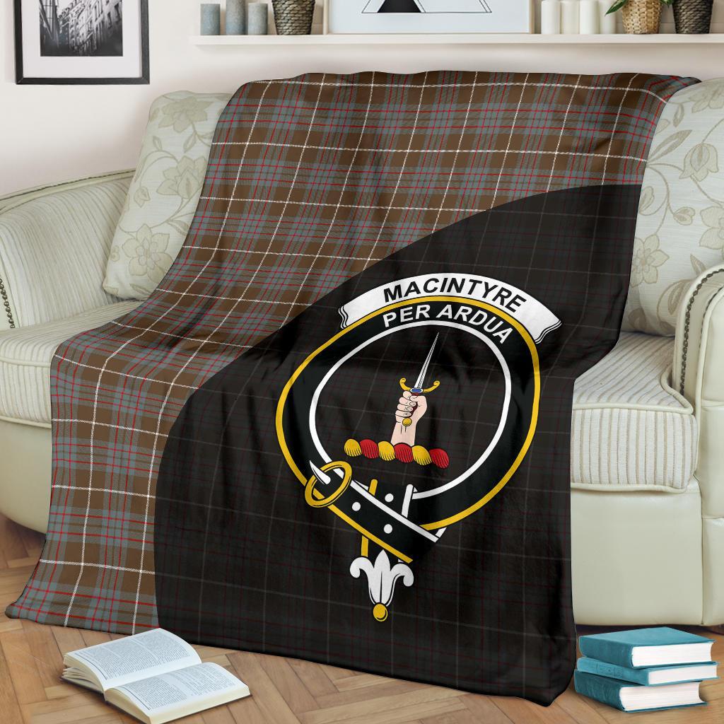 MacIntyre Hunting Weathered Tartan Crest Blanket Wave Style