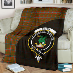 Seton Hunting Modern Tartan Crest Blanket Wave Style