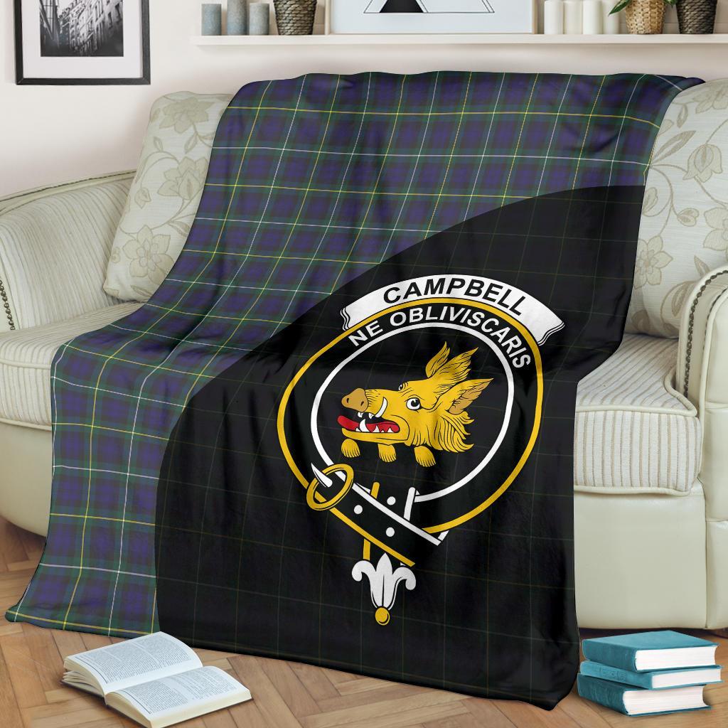 Campbell Argyll Modern Tartan Crest Blanket Wave Style