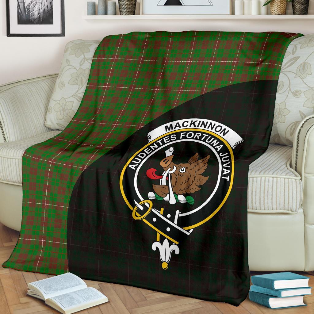 MacKinnon Hunting Modern Tartan Crest Blanket Wave Style