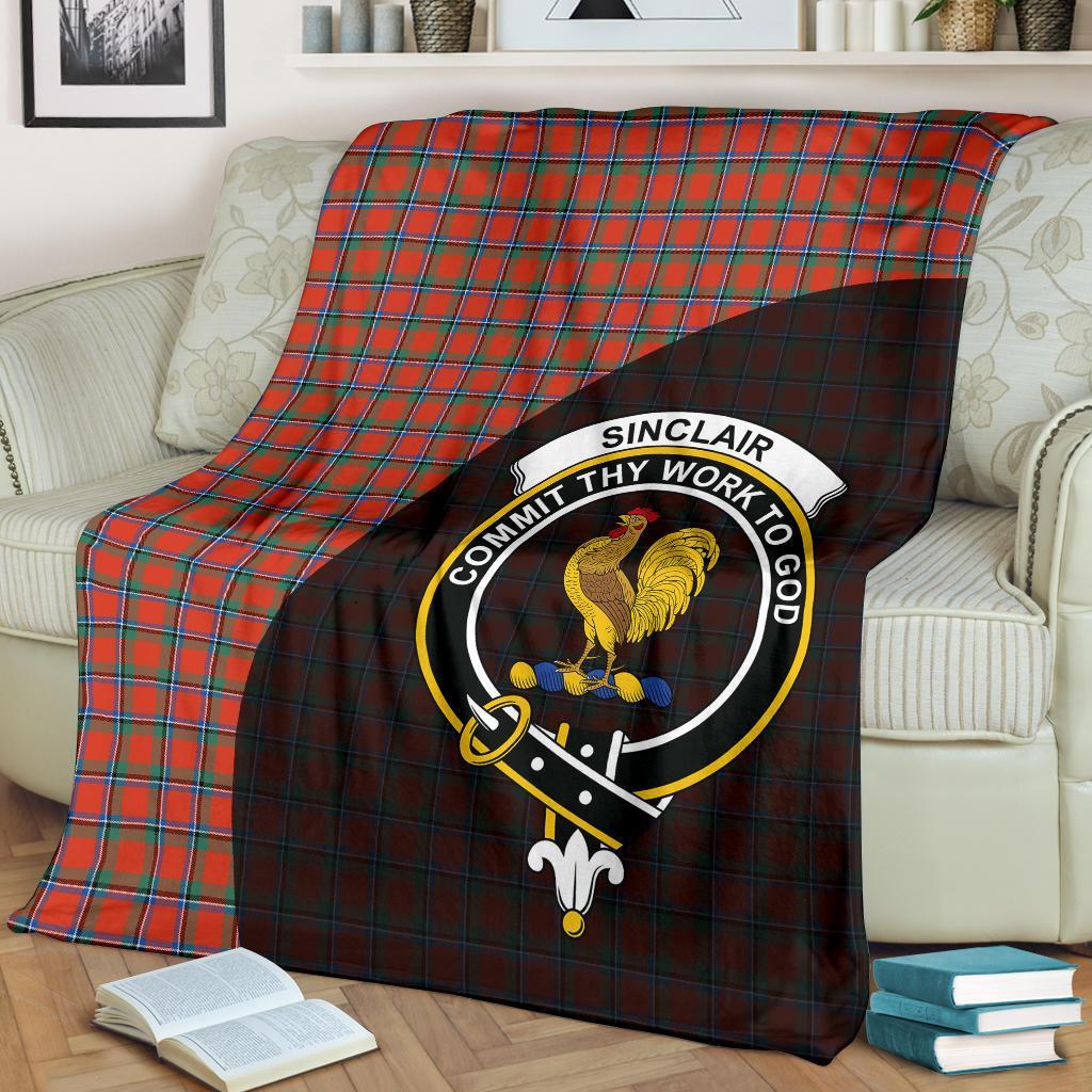 Sinclair Ancient Tartan Crest Blanket Wave Style