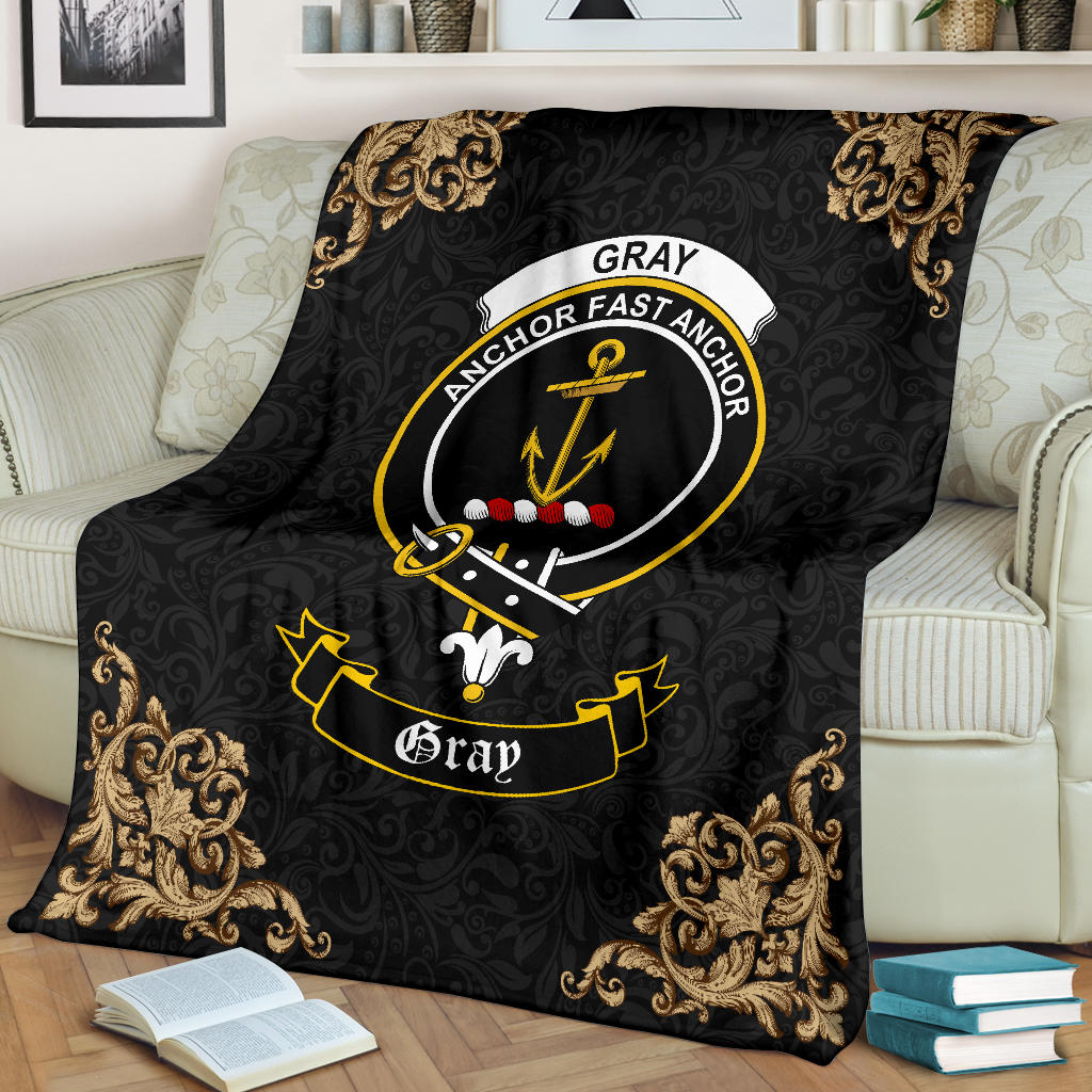 Gray Crest Tartan Premium Blanket Black - SP