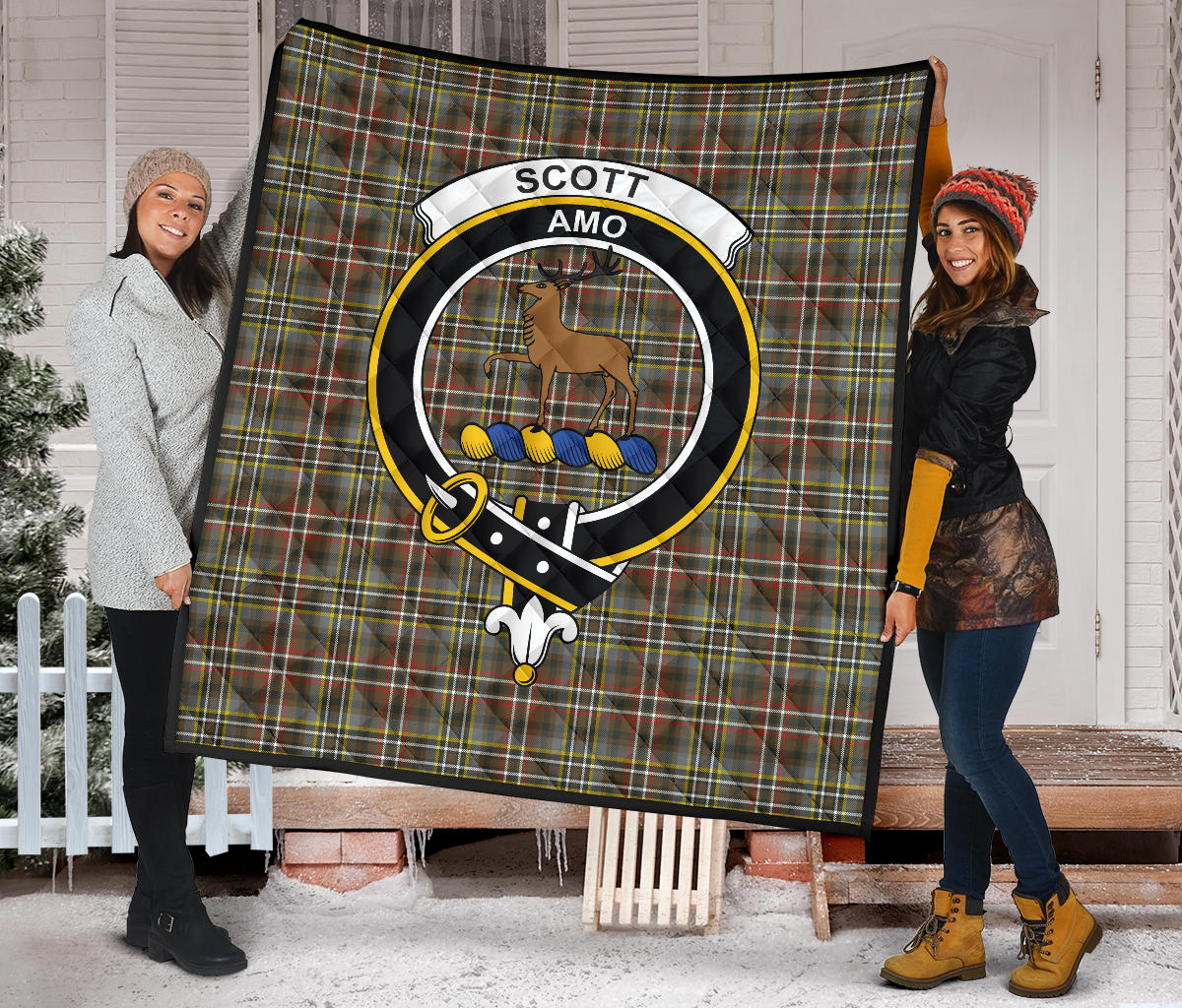 Scott Green Weathered Tartan Crest Quilt - SP