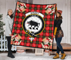 Nisbet Modern Tartan Crest Quilt - Gold Thistle Style SP