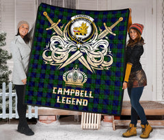 Campbell Modern Tartan Crest Legend Gold Royal Premium Quilt - SP