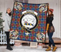 Beaton Tartan Crest Premium Quilt - Gold Thistle Style SP