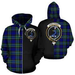 Arbuthnot Modern Tartan Crest Zipper Hoodie - Half Of Me Style