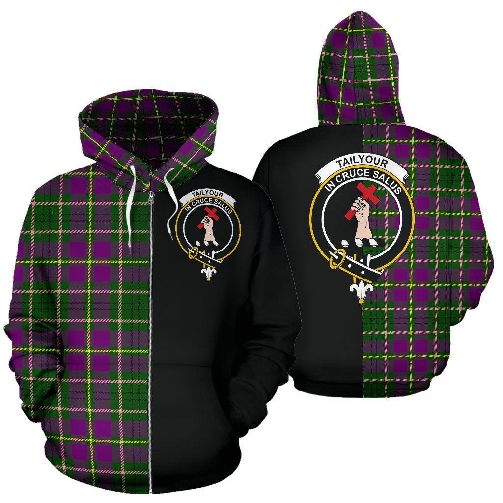 Tailyour Tartan Crest Zipper Hoodie - Half Of Me Style