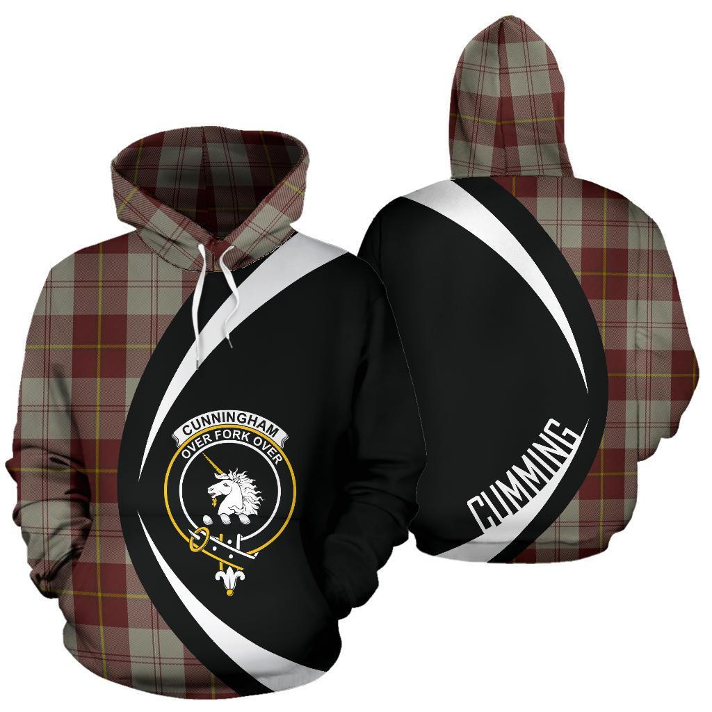 Cunningham Burgundy Dancers Tartan Crest Hoodie - Circle Style