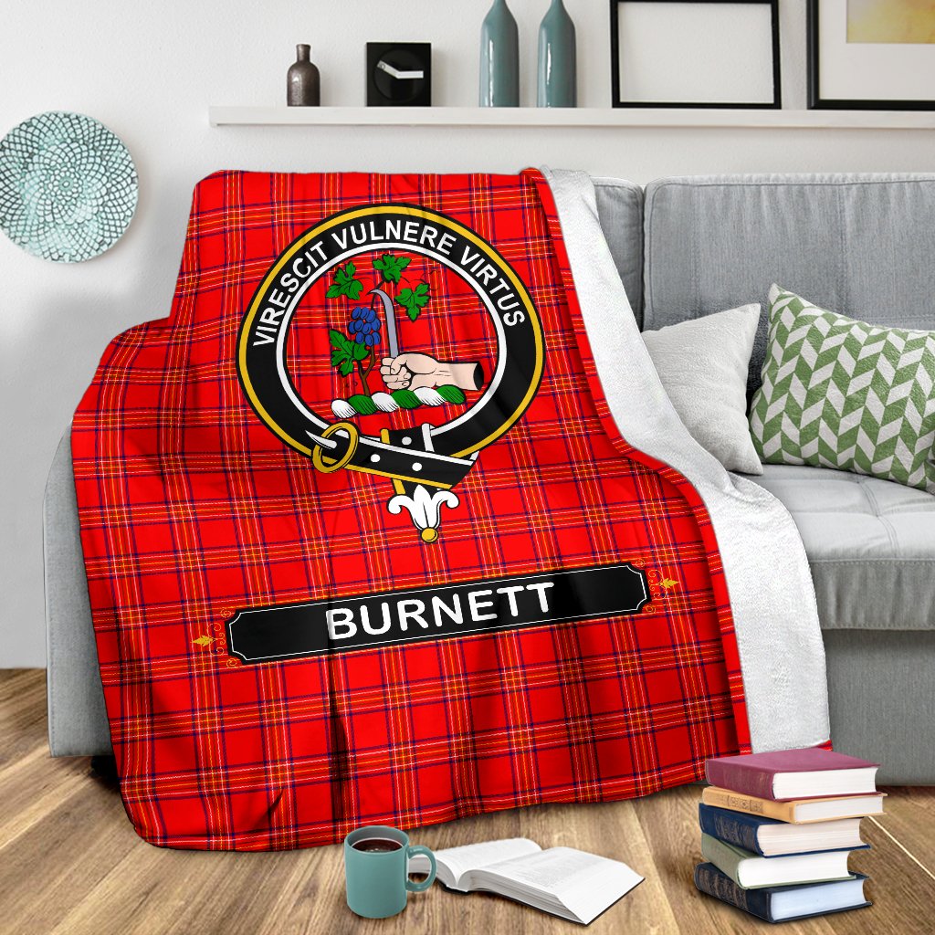 Burnett Family Tartan Crest Blanket - 3 Sizes