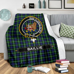 Baillie Family Tartan Crest Blanket - 3 Sizes