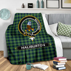 Haliburton Family Tartan Crest Blanket - 3 Sizes