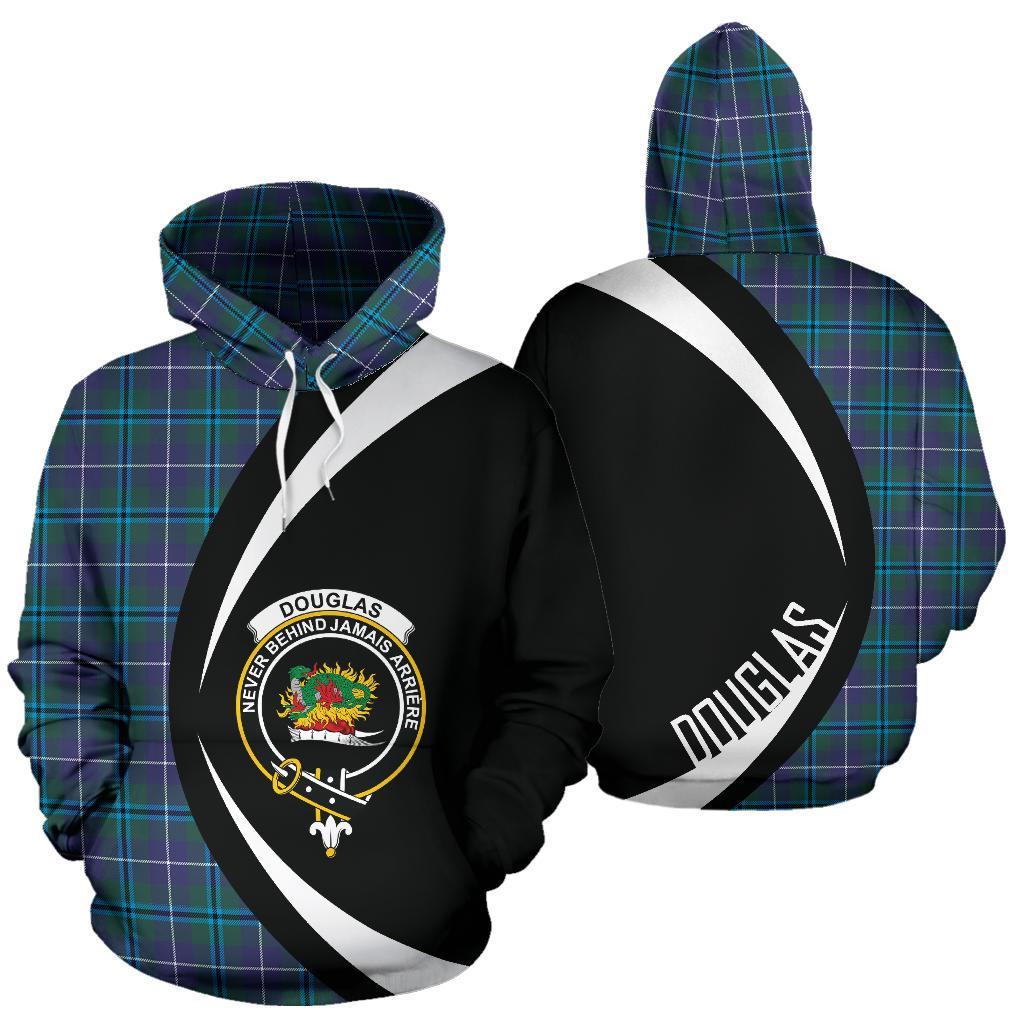 Douglas Modern Tartan Crest Hoodie - Circle Style