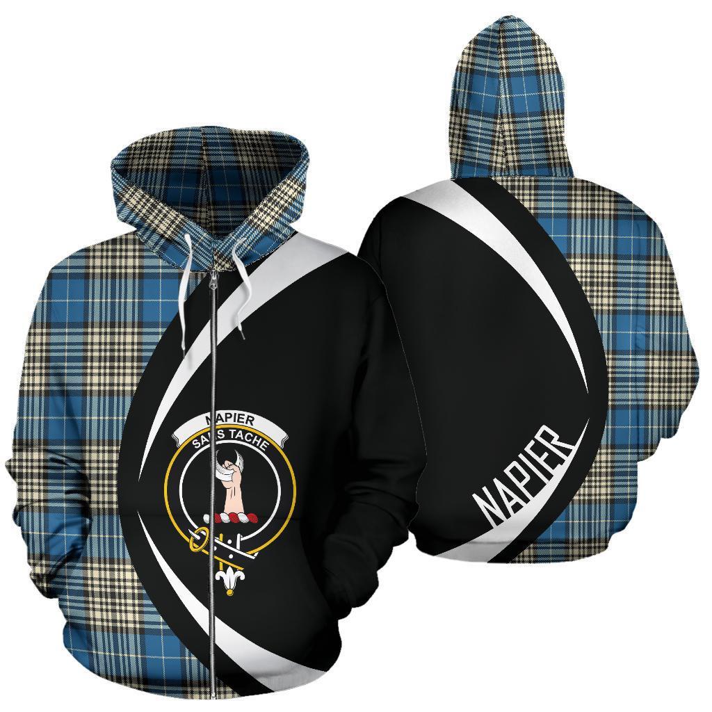 Napier Ancient Tartan Crest Zipper Hoodie - Circle Style