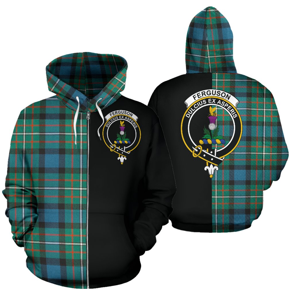 Ferguson Ancient Tartan Crest Zipper Hoodie - Half Of Me Style