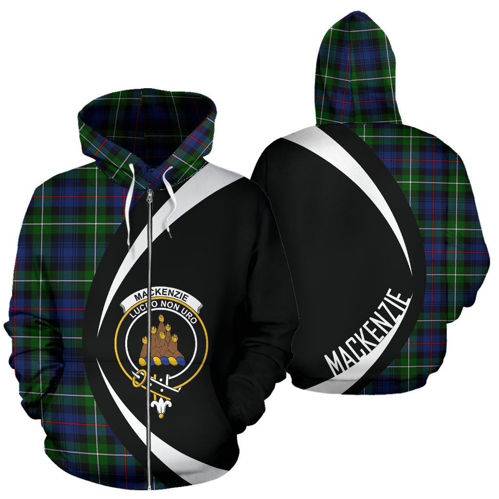 Mackenzie Tartan Crest Zipper Hoodie - Circle Style