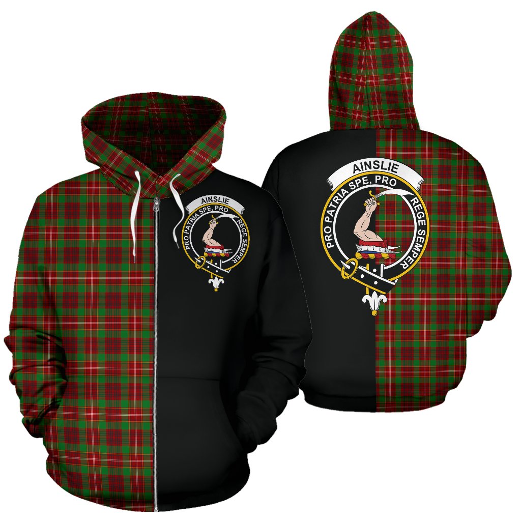 Ainslie Tartan Crest Zipper Hoodie - Half Of Me Style