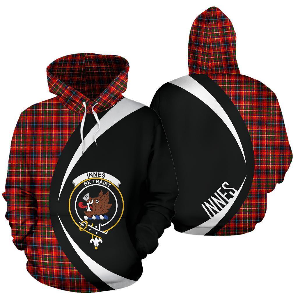 Innes Modern Tartan Crest Hoodie - Circle Style