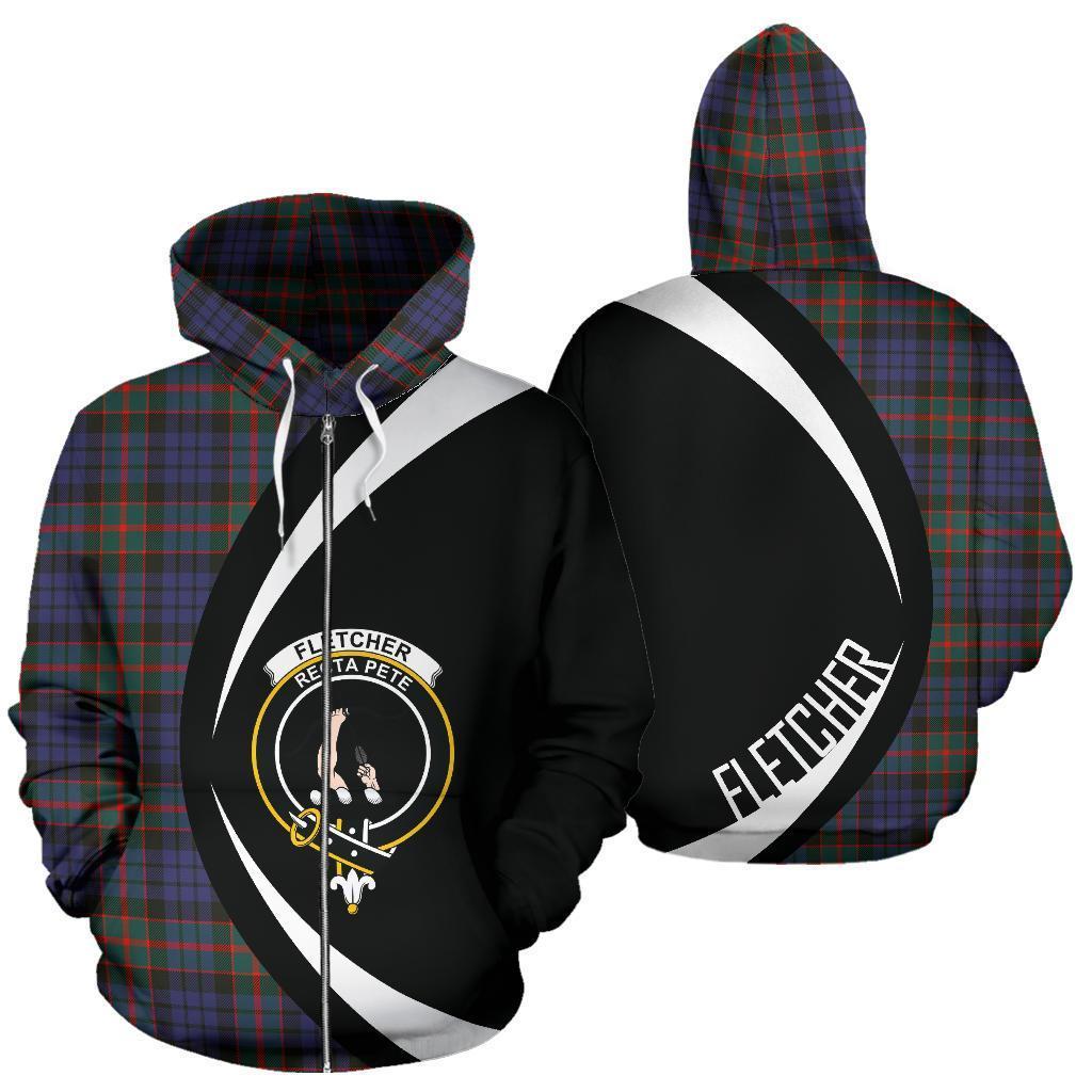 Fletcher of Dunans Tartan Crest Zipper Hoodie - Circle Style