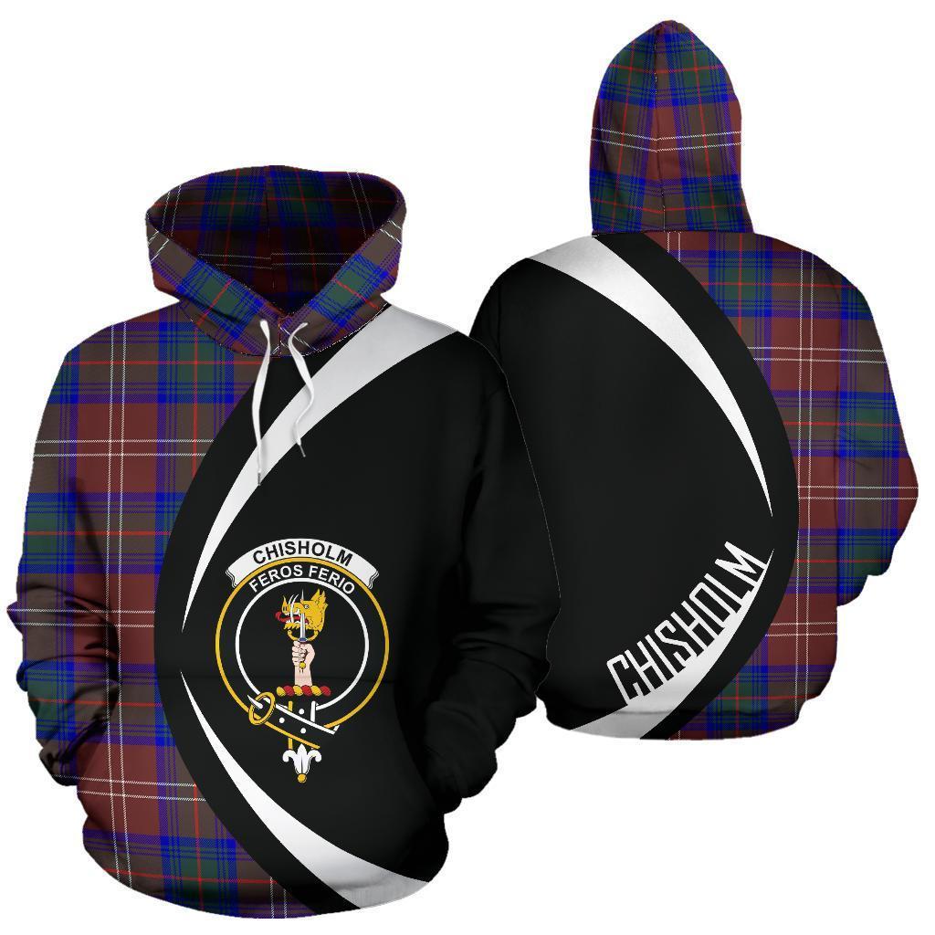 Chisholm Hunting Modern Tartan Crest Hoodie - Circle Style