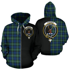 Forbes Ancient Tartan Crest Zipper Hoodie - Half Of Me Style