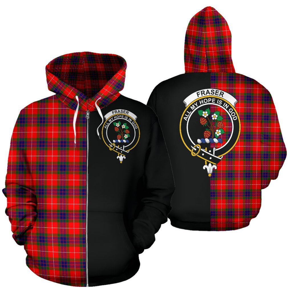 Fraser Modern Tartan Crest Zipper Hoodie - Half Of Me Style