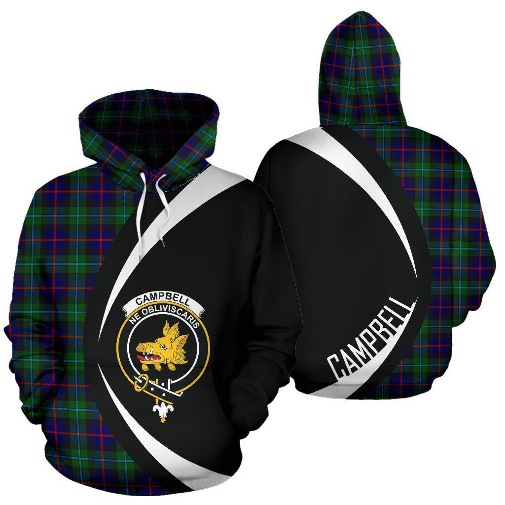 Campbell of Cawdor Modern Tartan Crest Hoodie - Circle Style