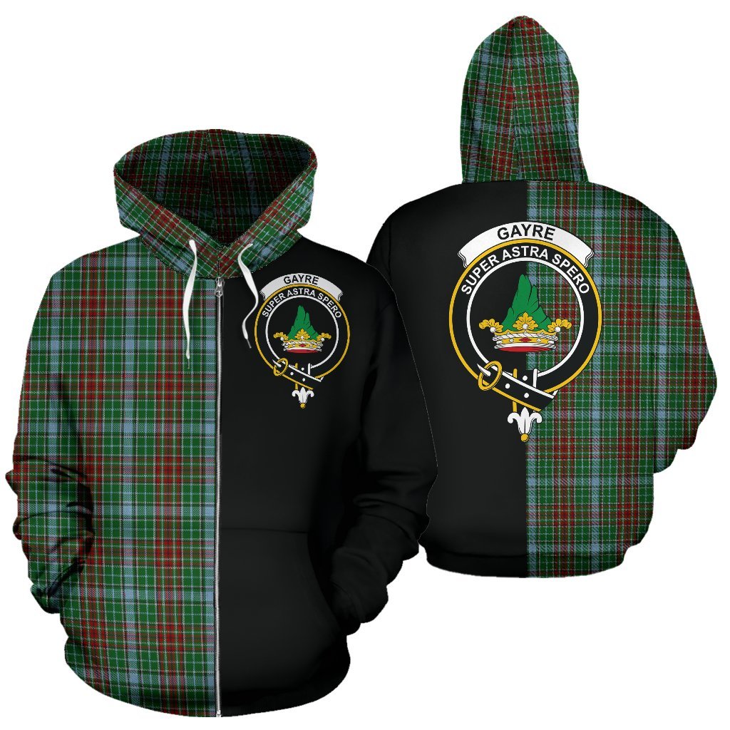 Gayre Tartan Crest Zipper Hoodie - Half Of Me Style