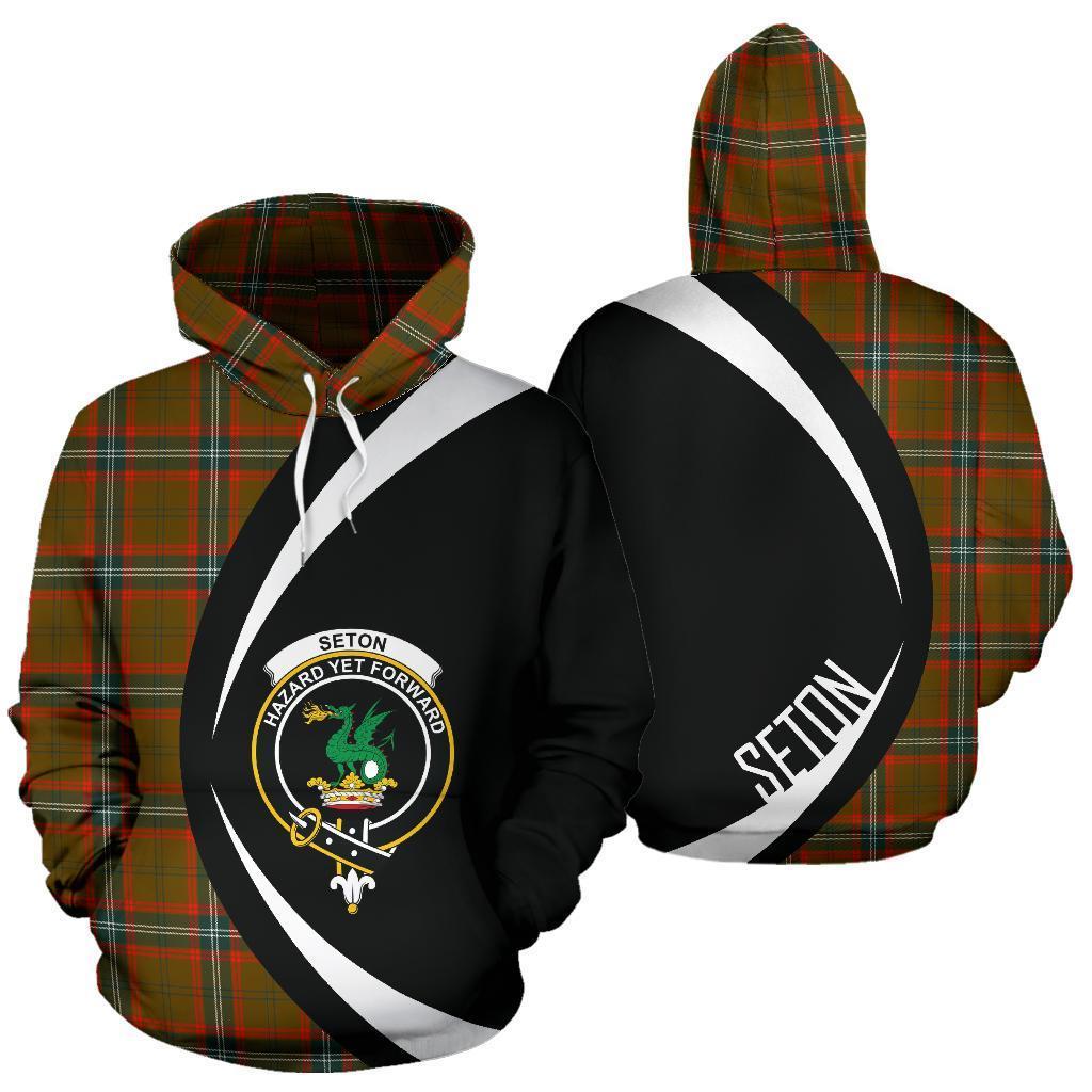Seton Hunting Modern Tartan Crest Hoodie - Circle Style
